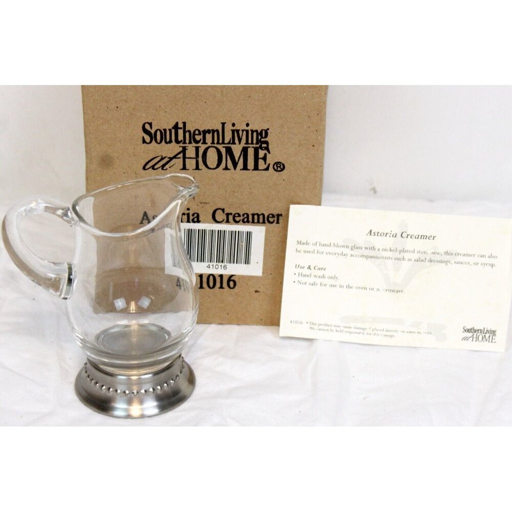 Southern Living Astoria Creamer #41016 Glass Brushed Nickel Miniature Pitcher